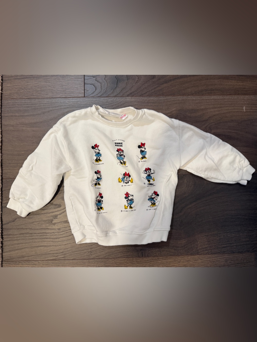 Zara White Minnie Mouse Panel Graphic Sweatshirt